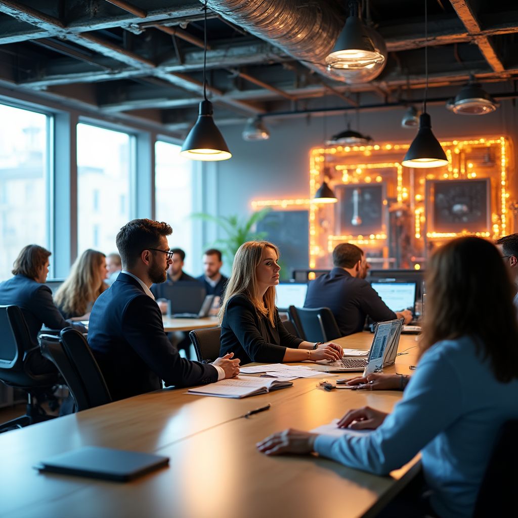 Equipo de Obligednessyst en oficina moderna